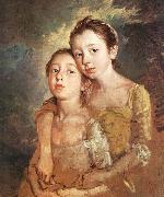 GAINSBOROUGH, Thomas The Artist-s Daughters with a Cat oil painting